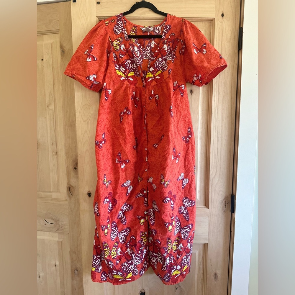 Vintage Butterfly Print red dress